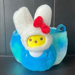 Plush Bunny-Accent Blue Kids Toy Basket